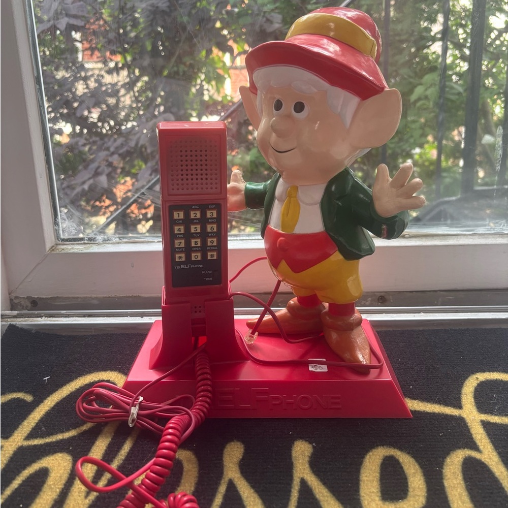 Vintage Elf Phone with Red Base